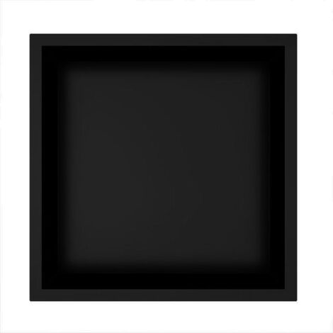 Kibath Hornacina Nicho de empotrar cuadrada de 30 x 30 cm acabado NEGRO mate fabricado en acero inoxidable