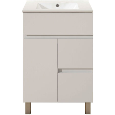 Kibath Mueble de baño con Lavabo URBAN 60x45 cm acabado Gris brillo 2 cajones y 2 puertas (1/5)