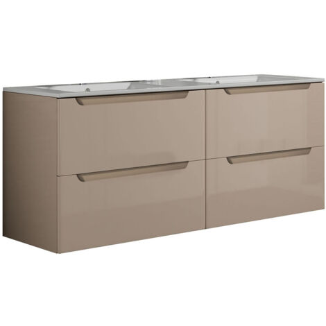 Kibath Mueble de baño con Lavabo VICTORIA 120x45 cm acabado MOKA mate 2 cajones suspendido (1/5)
