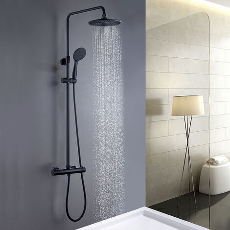 Columna de ducha y bañera termostática LINE color negro