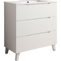 Kibath Mueble de baño con Lavabo BOREAL 80x45 cm acabado BLANCO mate 3 cajones con patas