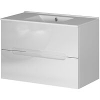 Kibath Mueble de baño con Lavabo VICTORIA 80x45 cm acabado BLANCO mate 2 cajones suspendido