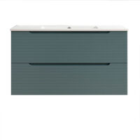 Kibath Mueble de baño con Lavabo BOREAL 100x45 cm acabado AZUL OCEANO mate 2 cajones suspendido