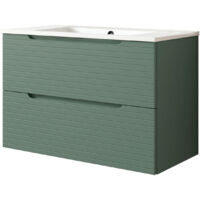 Kibath Mueble de baño con Lavabo BOREAL 80x45 cm acabado VERDE LAGO mate 2 cajones suspendido