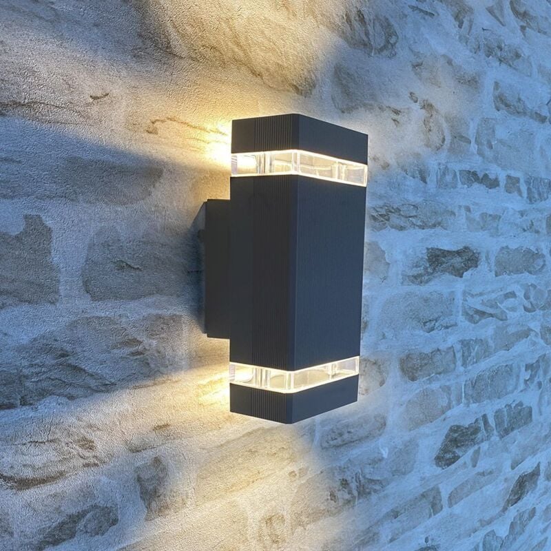 Applique LUIS Anthracite extérieure double faisceau GU10 IP54