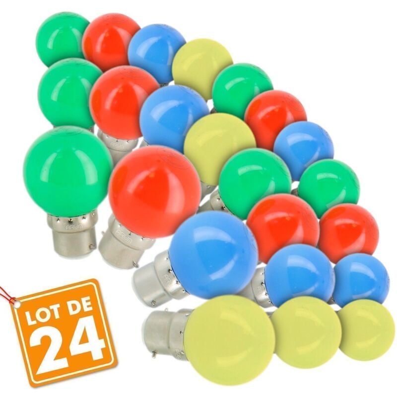 Lot de 20 Ampoules Guirlande Guinguette Led E27 Multicolores