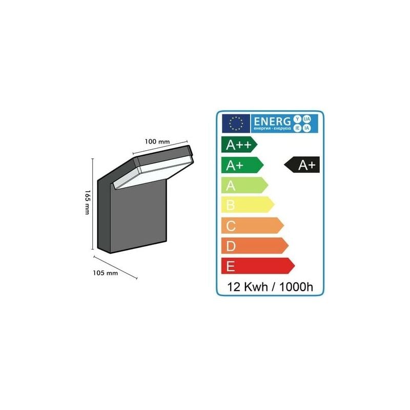 Applique murale LED Extérieure DAYTONA 12W Eq 120W IP65  Température de Couleur: Blanc neutre 4000K 4