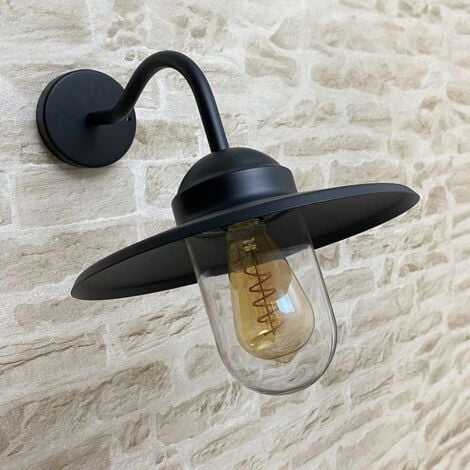 Applique murale E27 col de cygne COLY noir mat IP44