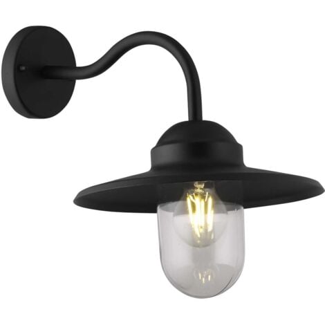 Applique murale E27 col de cygne COLY noir mat IP44
