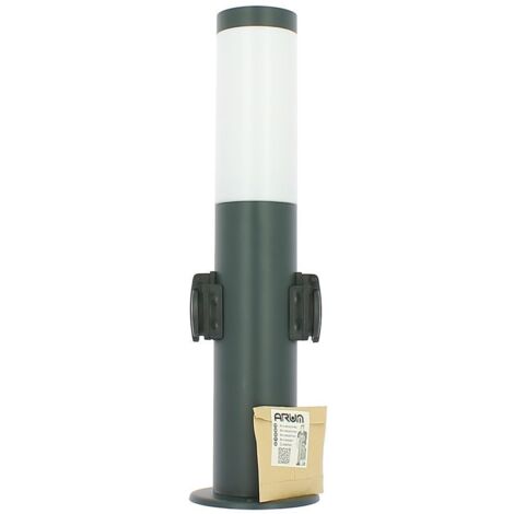 Borne extérieure anthracite VALENTE 45cm IP44 + 2 Prises