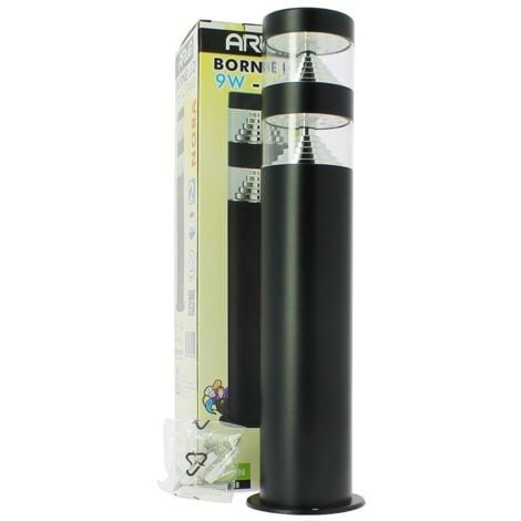 Borne de jardin LED 9W 40CM NOIRE NORA IP44  Température de Couleur: Blanc neutre 4000K