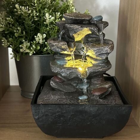 Fontaine d'intérieur ROCKFALL relaxante et LED blanc chaud
