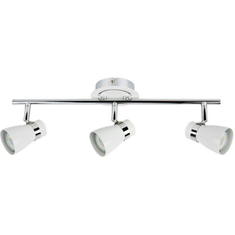 Arum Lighting – Plafonnier 3 têtes GU10 – Métal blanc mat et chrome – Longueur 47.5 cm – Largeur 17.4 cm – IP20 pour intérieur (1/4)
