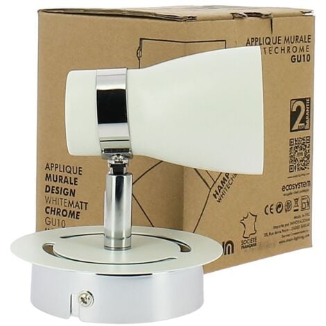 Applique Murale HAMPTON pour ampoule GU10 - Blanc et Chrome
