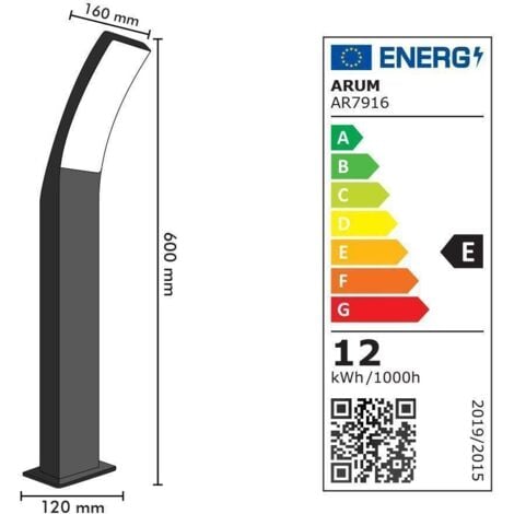 Borne LED 12W Thali 1260 Lumens 60cm IP44 Extérieur  Température de Couleur: Blanc neutre 4000K