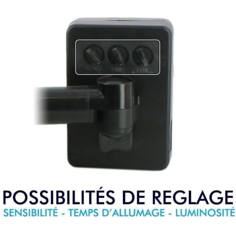 Projecteur LED 30W Noir détecteur de mouvement extérieur IP44  Température de Couleur: Blanc chaud 2700K