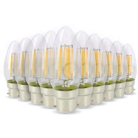 Lot de 10 Ampoules LED Flamme Filament 4W 40W Culot B22 blanc chaud 2700K