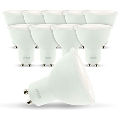 Lot de 10 ampoules LED GU10 7W eq 60W Température de Couleur: Blanc chaud  2700K