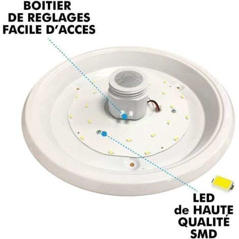 Plafonnier détecteur de mouvement IP20 14W LED Blanc naturel