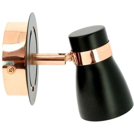 Arum Lighting – Applique murale 1 spot GU10 métal noir mat – Or rose – Longueur 14,7cm – Largeur 10cm – Alimentation 100V-240V