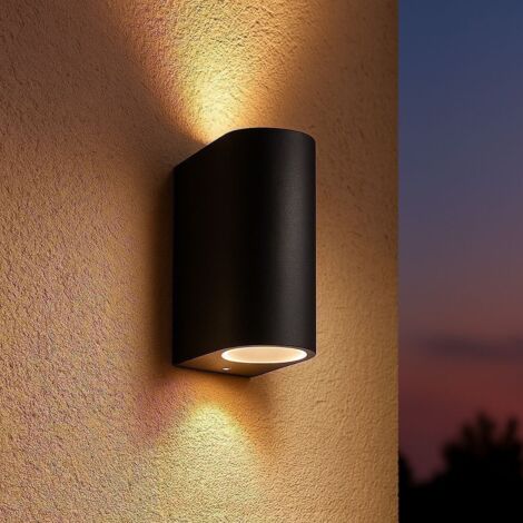 Arum Lighting – Applique extérieure noire MONICA double faisceau GU10 IP54 – Aluminium résistant aux intempéries – Dimensions H 15 cm, L 6,8 cm, P 9,2 cm