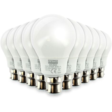 Ampoule à led Blanche B22 9W 850 lumens 230V Blanc Chaud 3000K