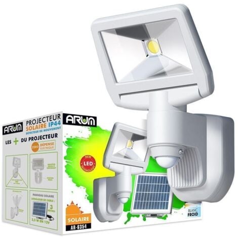 Projecteur LED solaire Esteban – 850 lumens, détecteur intégré