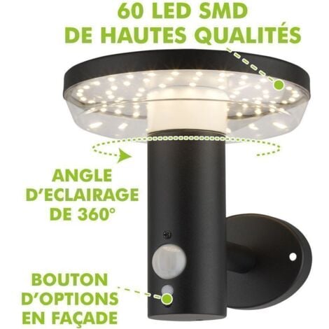 Applique murale solaire MIRAMAR Equi. 60W Détecteur de Présence 3 Modes