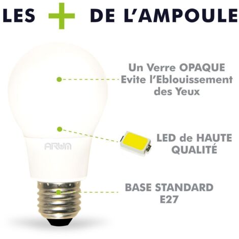 Lot de 10 Ampoules LED E27 11W Eq 75W 1055 Lumens  Température de Couleur: Blanc neutre 4000K