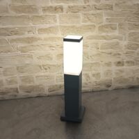 Arum Lighting – Borne lumineuse d'extérieur carrée 45cm – Acier inoxydable gris anthracite – IP44 pour utilisation extérieure – Culot E27