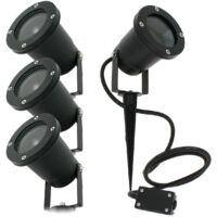 Arum Lighting – Lot de 4 spots à piquer IP65 en fonte d'aluminium noir – Câble 120 cm – Compatible ampoules GU10 jusqu'à 35W – Éclairage extérieur durable