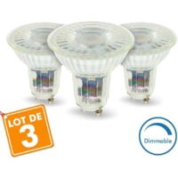 Lot de 3 Ampoules LED GU10 5W Dimmable 420 Lm Eq 50W  Température de Couleur: Blanc chaud 2700K
