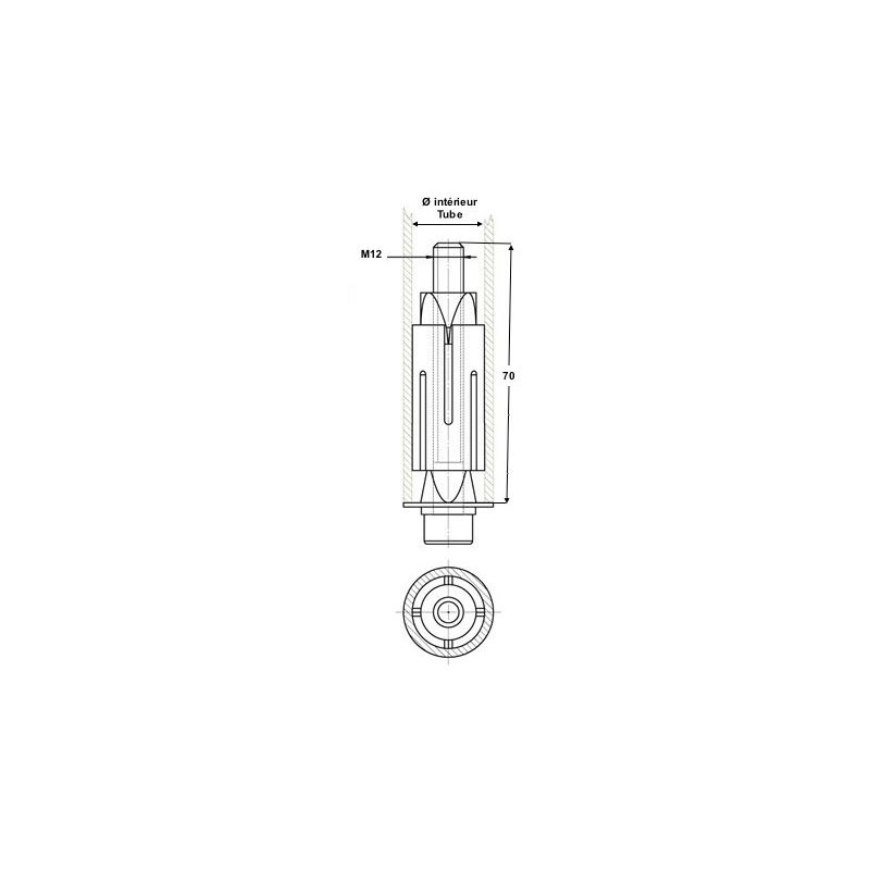 Douille de fixation pour tube rond de 22 mm à 24 mm