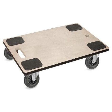 2Gt Roues Et Roulettes – Plateau roulant de manutention 600x400 – Charge 200 Kg – Contreplaqué 13 plis – 4 roulettes pivotantes caoutchouc noir – Pour espaces confinés