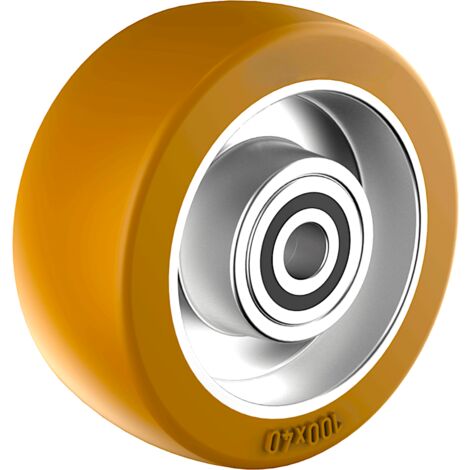 2Gt Roues Et Roulettes – Roue polyuréthane 100 mm – Jante aluminium 40 mm – Alésage 15 mm – Charge maximale 400 kg – Pour sols durs et béton (1/2)