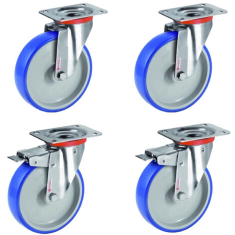 Roulette bleue, Pivotant avec frein, 5