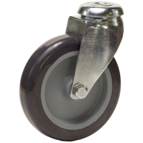 2Gt Roues Et Roulettes – Roulette à œil pivotante 50 mm – Caoutchouc thermoplastique gris non marquant – Charge 40 kg – Fixation à trou central 10 mm
