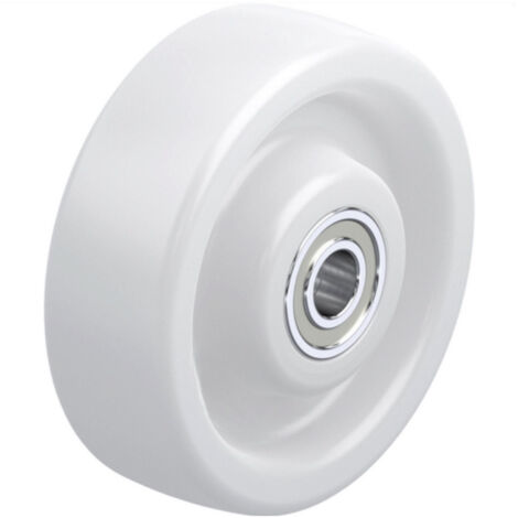 Roue polyamide blanc diamètre 125 x 45 alésage 15 longueur de moyeu 50 mm roulement à billes (1/2)