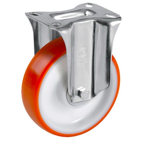 Roulette fixe diamètre 80 mm roue polyuréthane rouge roulement à billes - 130 Kg (1/3)