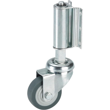 2Gt Roues Et Roulettes – Roulette à ressort 50 mm – Caoutchouc gris non marquant – Charge maximale 40 kg – Fixation verticale pour tabourets et escabeaux