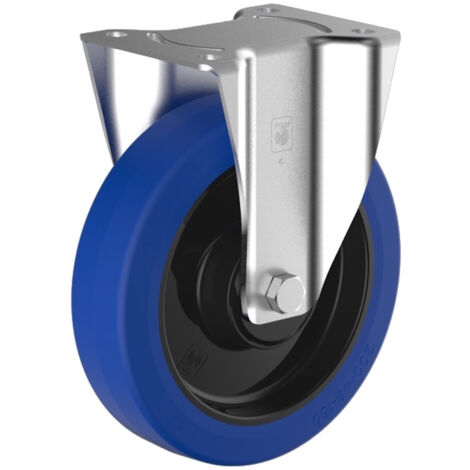 2Gt Roues Et Roulettes – Roulette fixe caoutchouc bleu 100 mm – Charge 180 kg – Bandage super élastique – Pour sols accidentés et mixtes