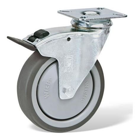 Roulette pivotante à frein ALU/PU Ø 125mm - 500 kg