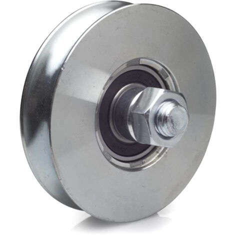 2Gt Roues Et Roulettes – Roue à gorge ronde Ø 100 mm – Acier zingué – Charge maximale 400 kg – Roulements à billes pour guidage optimal – Compatible rail rond Ø 20 mm