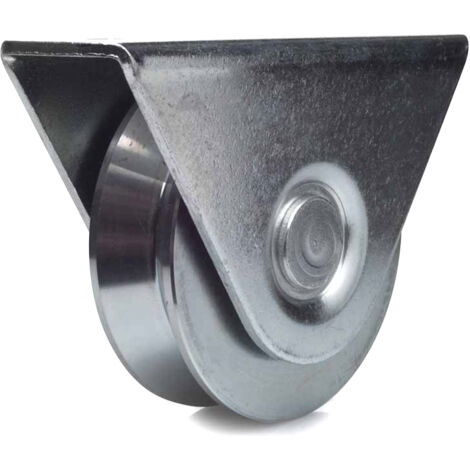 2Gt Roues Et Roulettes – Roue de portail à gorge V Ø 100 mm – Acier zingué – Roulements à billes – Charge max 400 kg – Pour rail en V, monture extérieur
