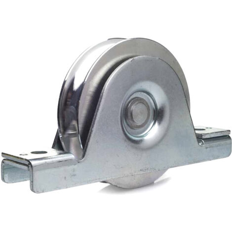Roue à gorge RONDE Ø 120 mm pour rail Ø 20 mm , monture à encastrer