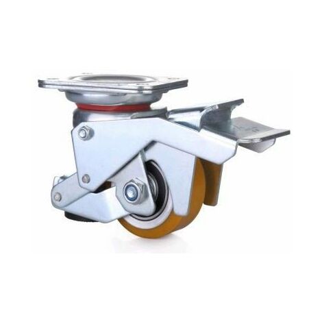 Roulette pivotante avec patin d'immobilisation intégré diamètre 75  - 350 Kg