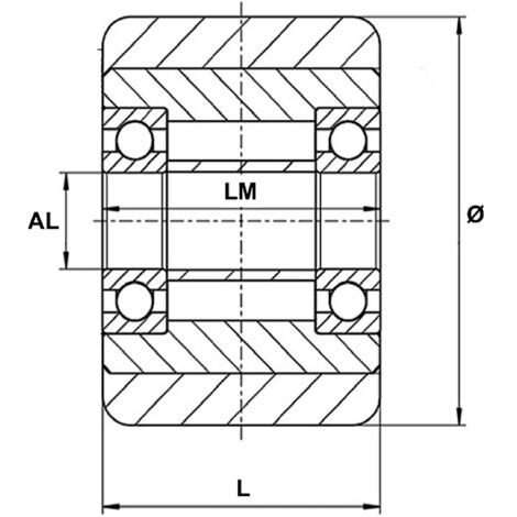 Galet 82 x 70 Polyuréthane corps acier  Alésage  (AL) : 20 mm