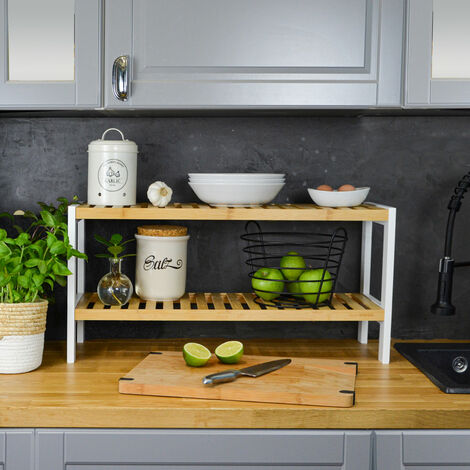 2 Tier Bamboo Shelf - 70x33x26 Open ...