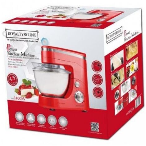 Amasadora Batidora 5 Litros Con Motor De 1400W Color Rojo