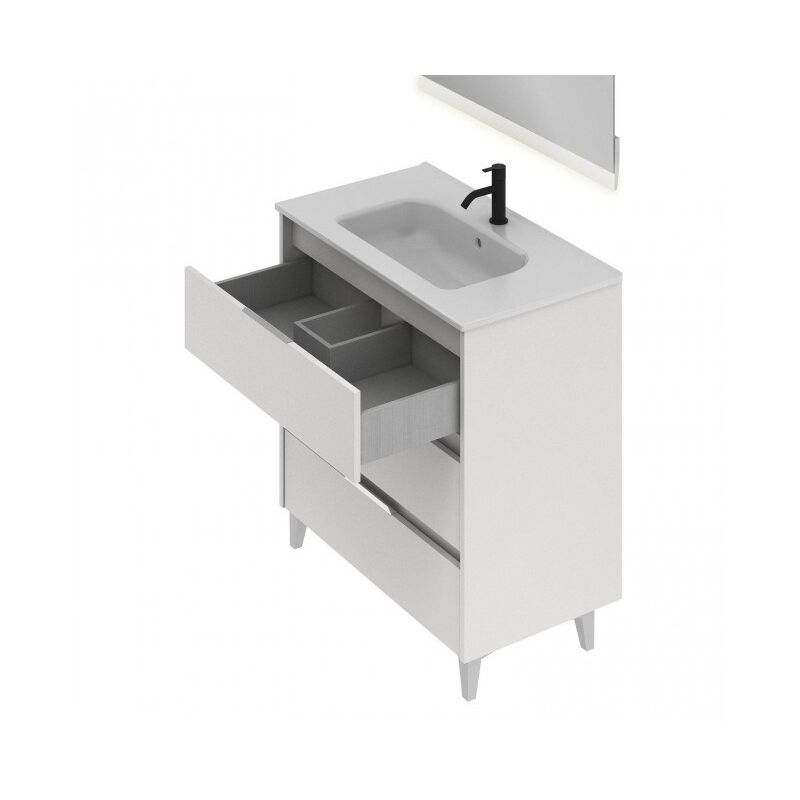 Mueble de baño de pie 80 cm Minnesota Antracita con tres cajones - Abitare